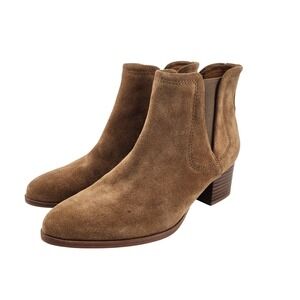 Johnston Murphy Trista Booties Womens 7M Brown Suede Ankle Chelsea Boots Boho